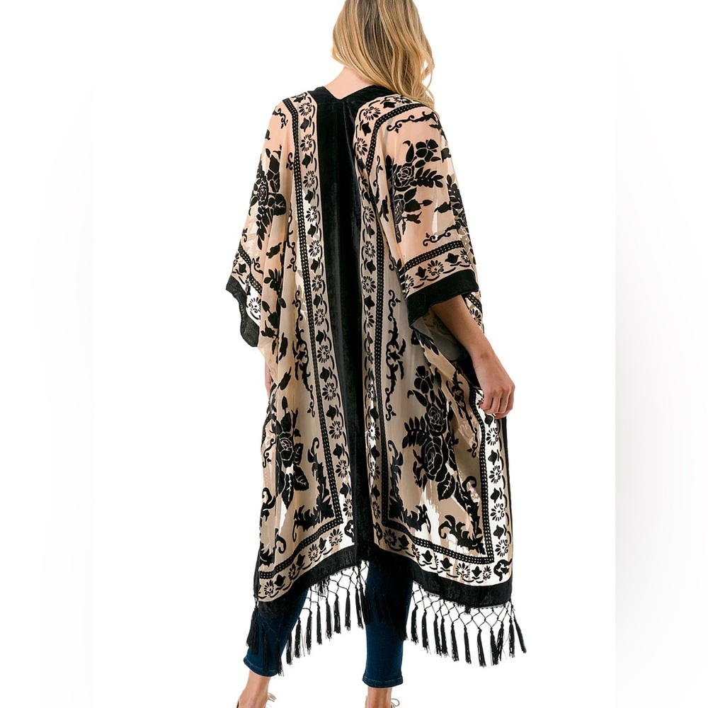 Free people Night Burntout Black  Kimono - Picture 3 of 10